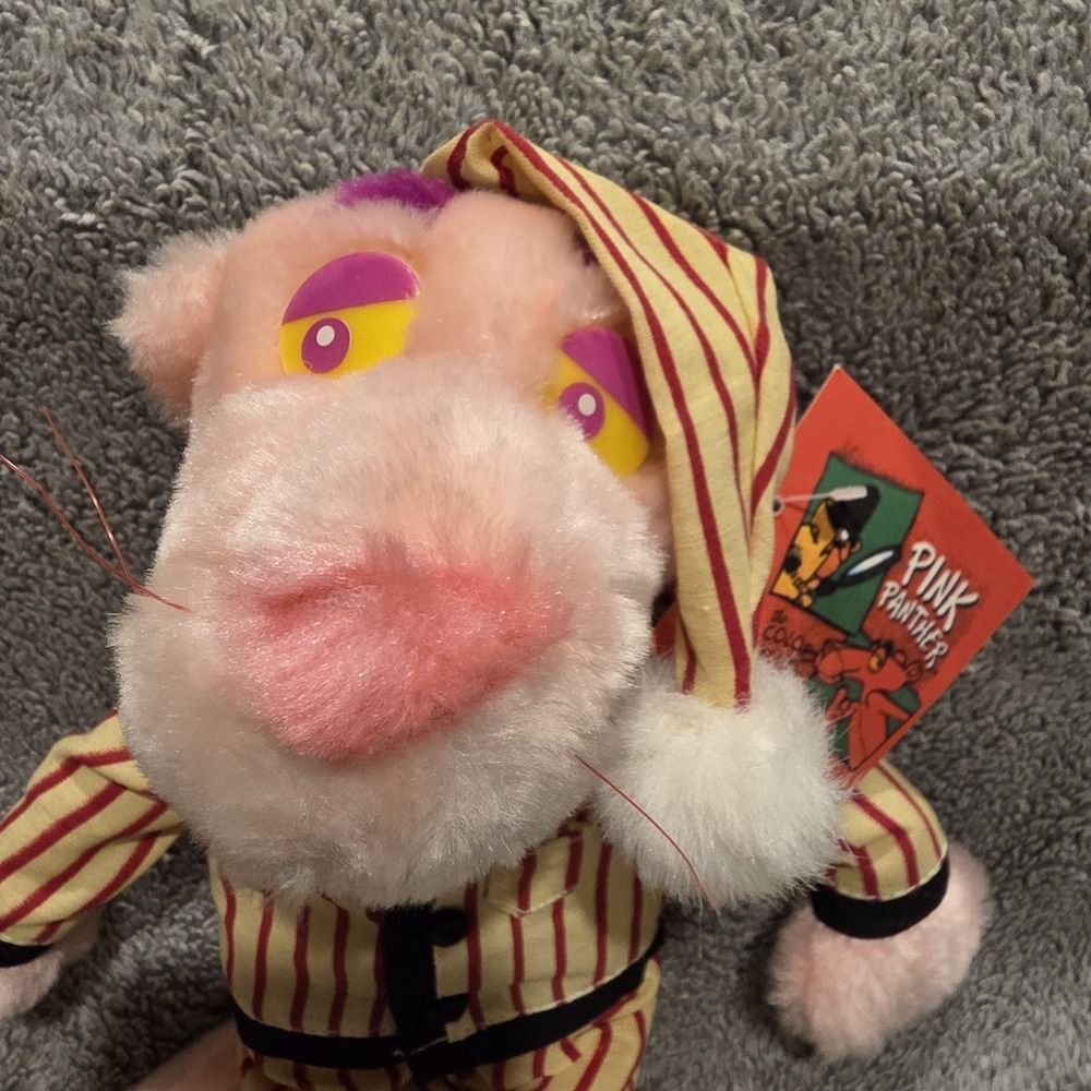 Pink Panther Plush 10" In Pajamas & Stocking Cap Vintage 1999 - Picture 3 of 6